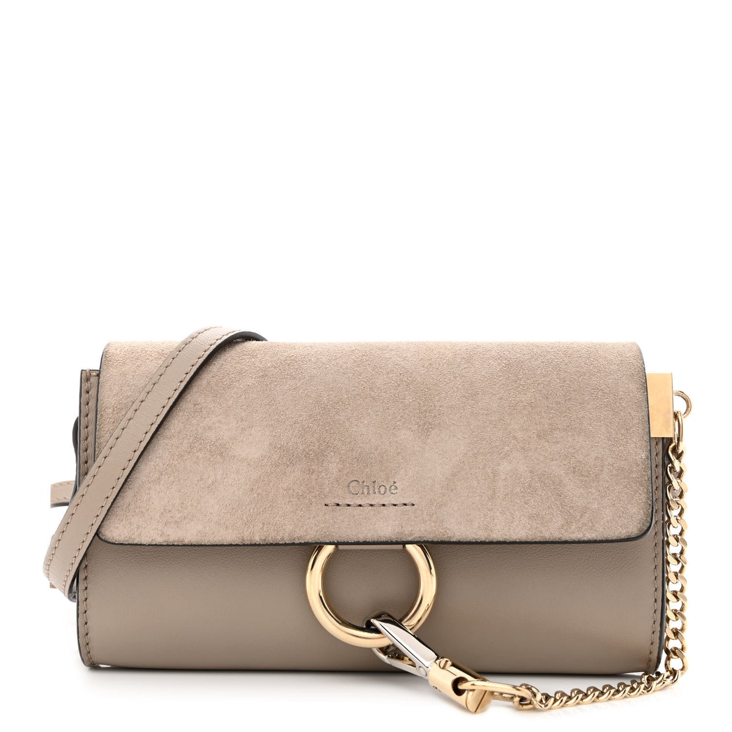 Suede Calfskin Mini Faye Shoulder Bag Motty Grey