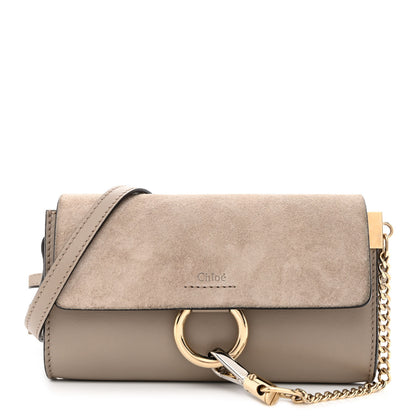 Chloe Suede Calfskin Mini Faye Shoulder Bag Motty Grey 1 of 10