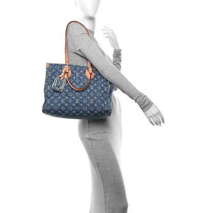Louis Vuitton Monogram Denim Onthego MM Blue 2 of 9