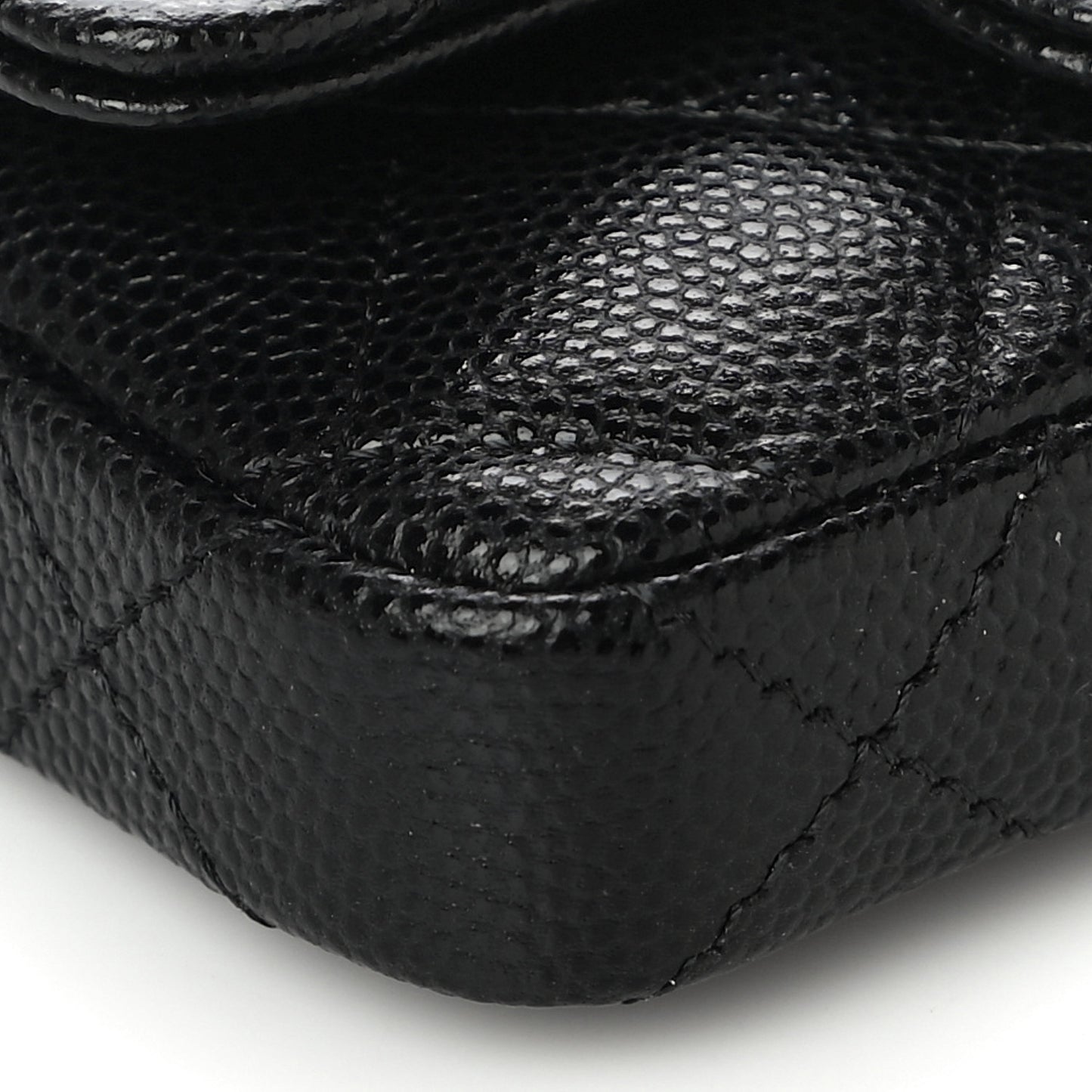 Caviar Quilted Mini Chain Belt Bag Black