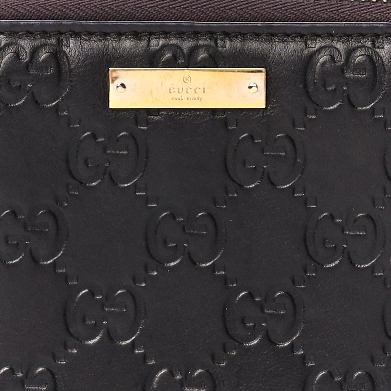 Gucci Guccissima Margaux Calfskin Metal Bar Zip Around Wallet Chocolate 7 of 10