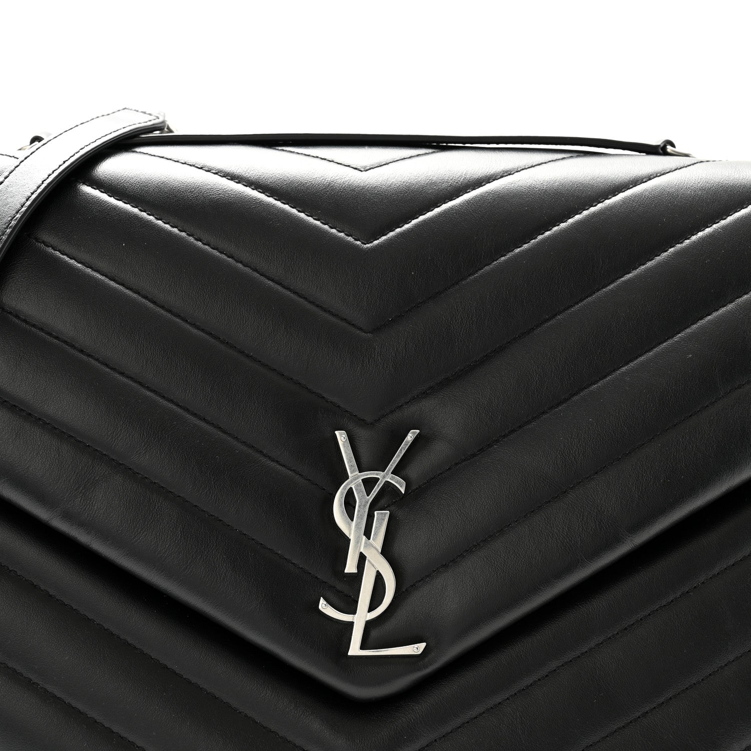 Saint Laurent Calfskin Y Quilted Monogram Large Loulou Chain Satchel Black 8 of 10