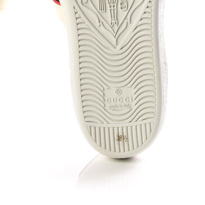 Gucci Calfskin Stripe Womens New Ace Sneakers 38.5 New Mystic White Ecru Red Flame 6 of 9