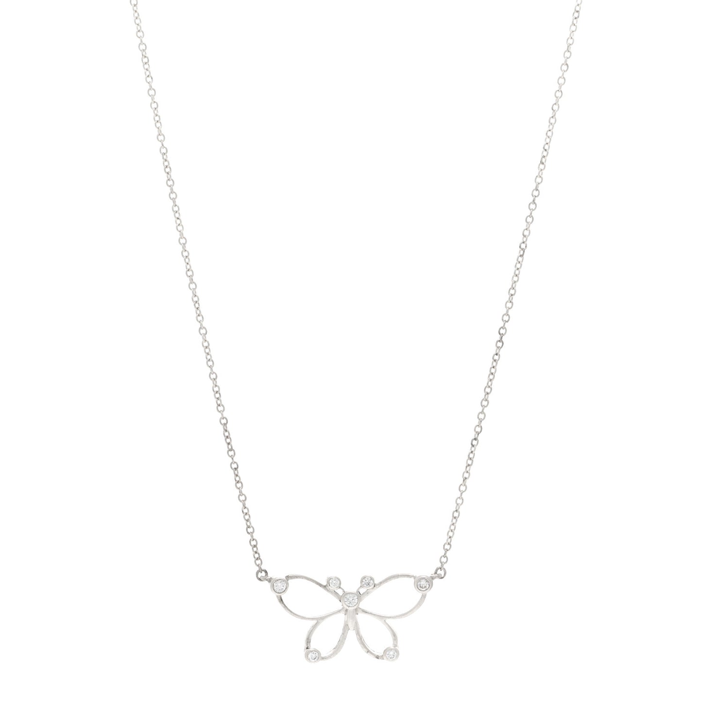 Sterling Silver Diamond Butterfly Pendant Necklace