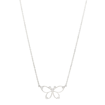 Tiffany Sterling Silver Diamond Butterfly Pendant Necklace 1 of 4