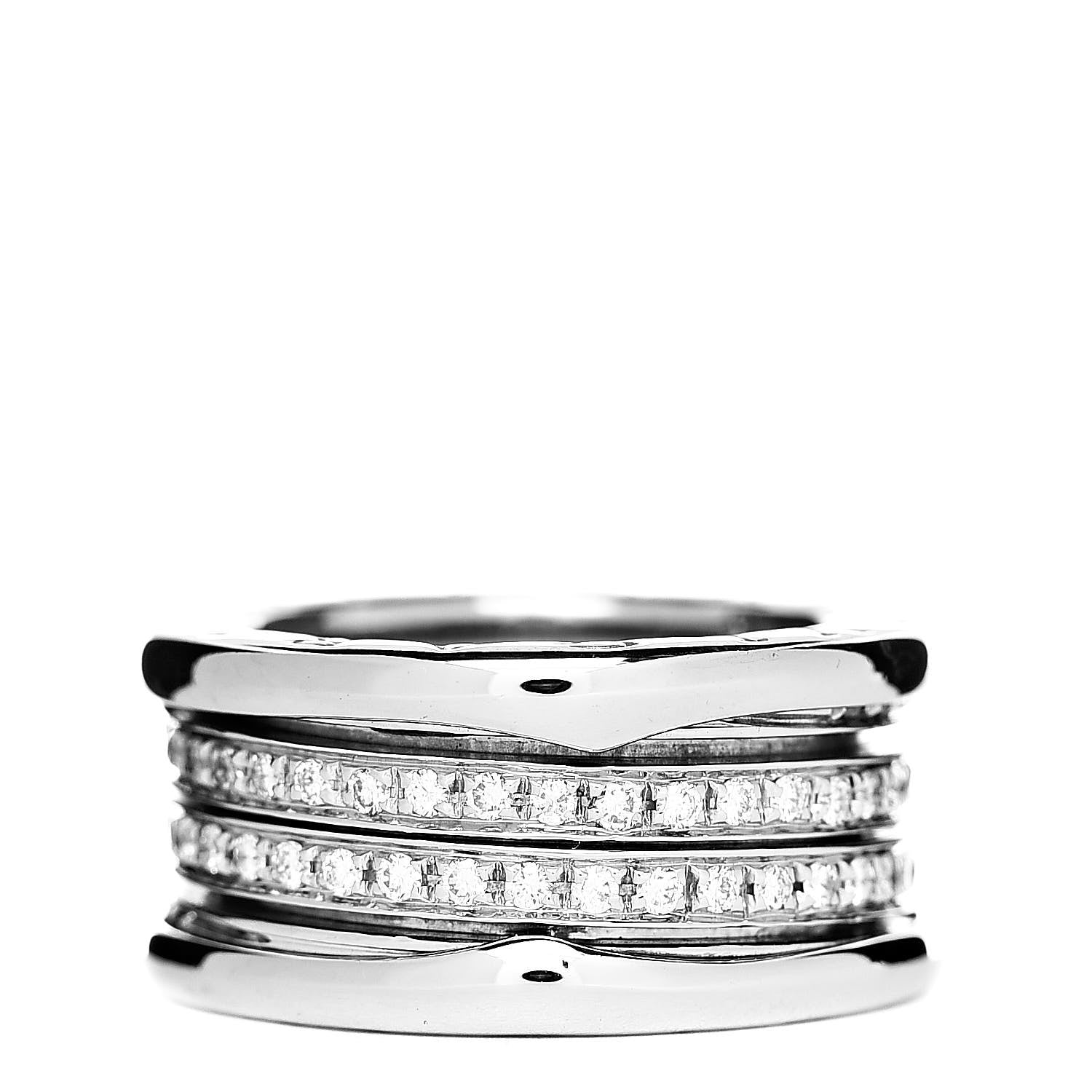 Bulgari 18K White Gold Diamond B.Zero1 Four-Band Full Pave Ring 51 5.75 3 of 6