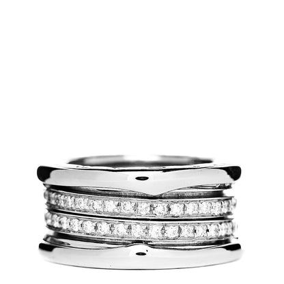 Bulgari 18K White Gold Diamond B.Zero1 Four-Band Full Pave Ring 51 5.75 3 of 6