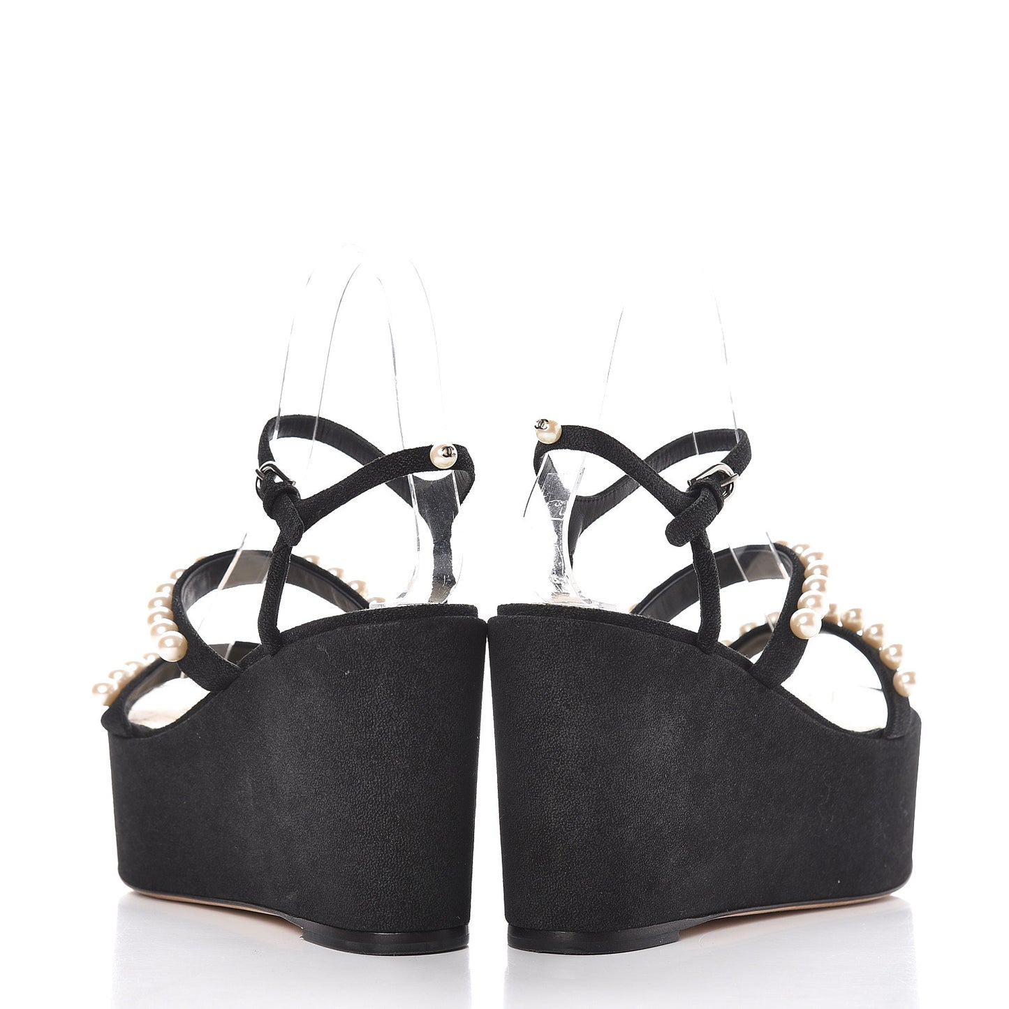 Suede Pearl Platform Sandal 36.5 Black