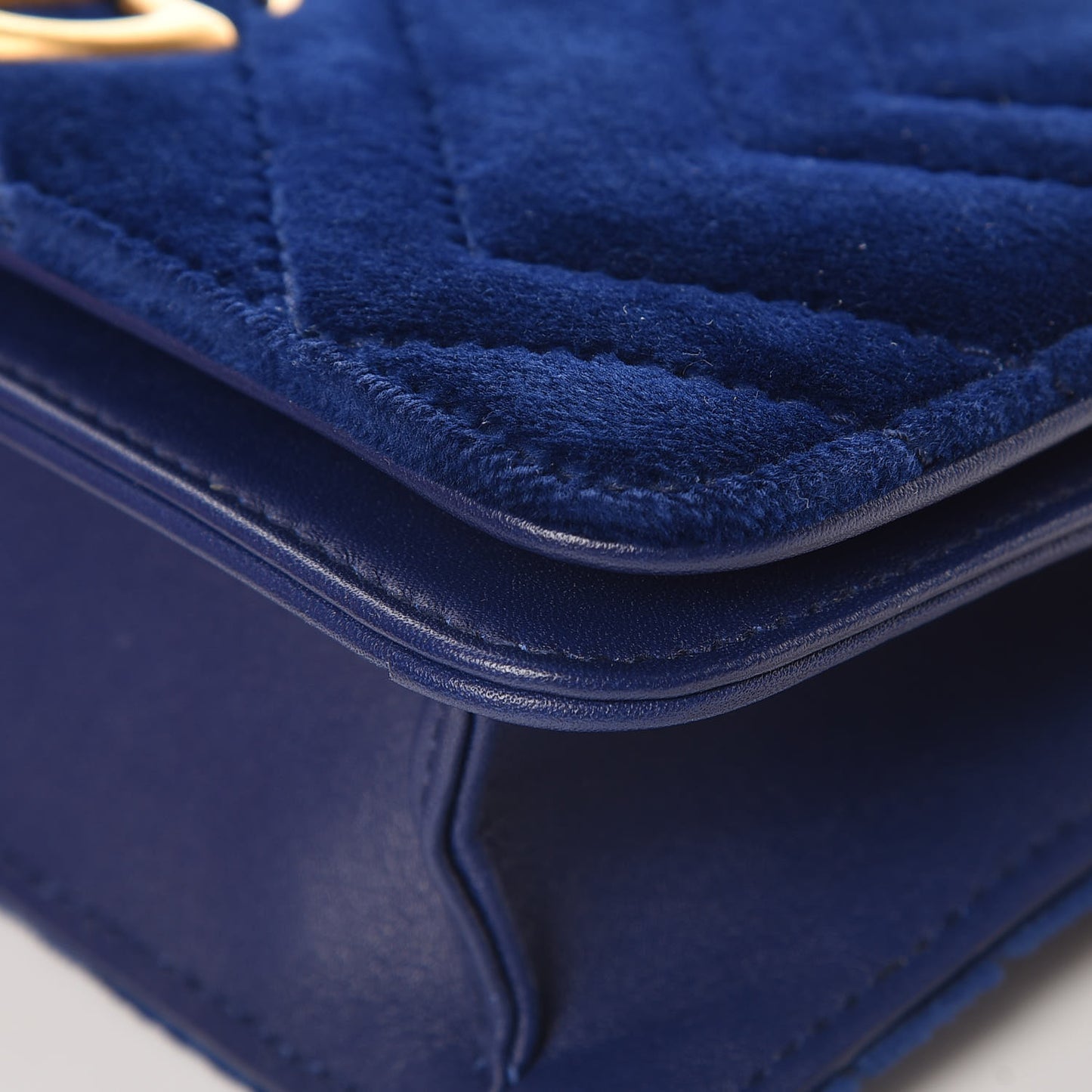 Velvet Matelasse GG Marmont Mini Bag Cobalt Blue