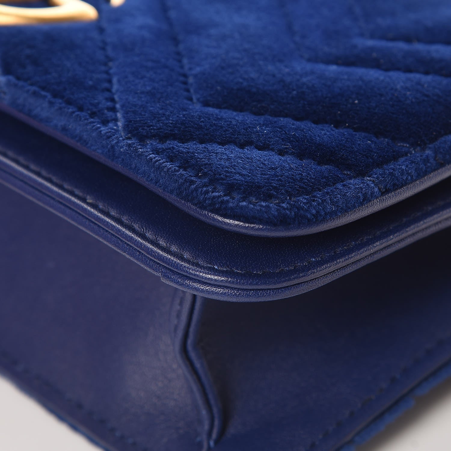 Gucci Velvet Matelasse GG Marmont Mini Bag Cobalt Blue 10 of 11