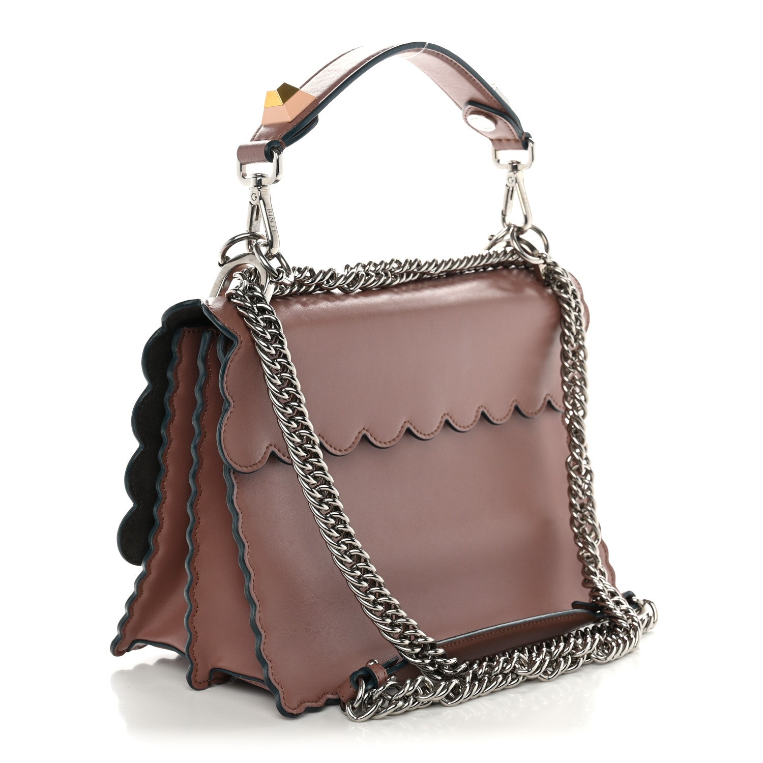 Fendi Vitello Liberty Scalloped Studded Kan I Shoulder Bag English Rose 3 of 11
