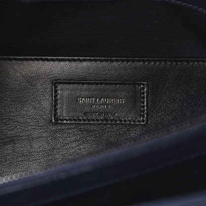 Saint Laurent Sheepskin Matelasse Chevron Monogram Large College Satchel Black 7 of 11
