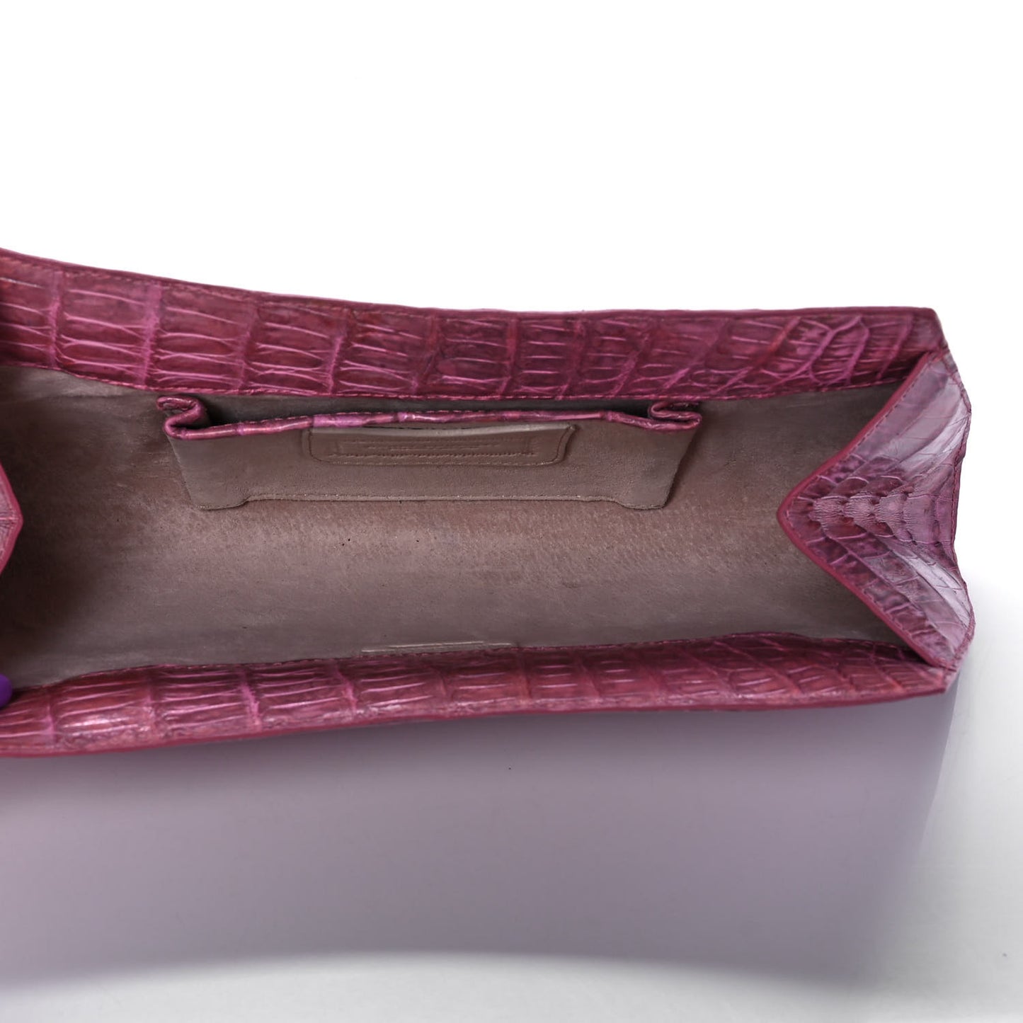 Metallic Crocodile Clutch Pink