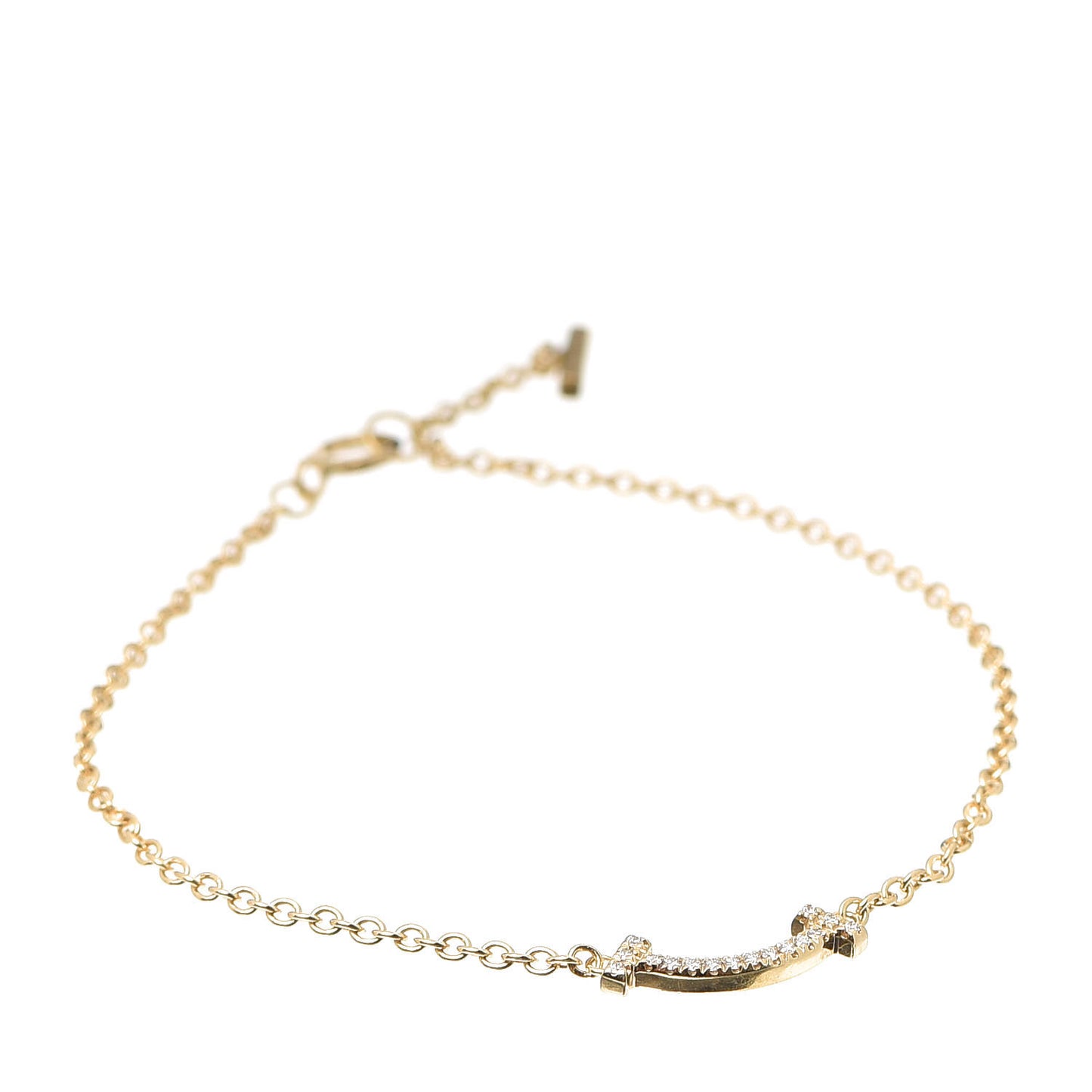 18K Yellow Gold Diamond Mini T Smile Bracelet