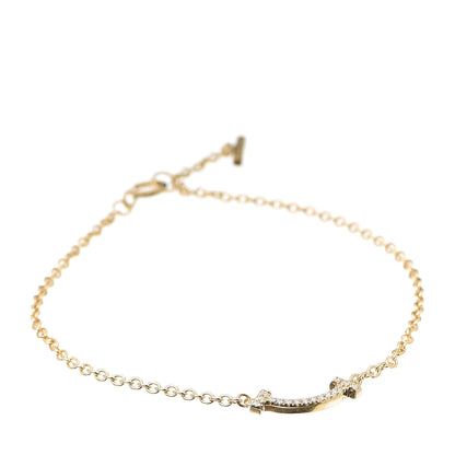 Tiffany 18K Yellow Gold Diamond Mini T Smile Bracelet 1 of 6