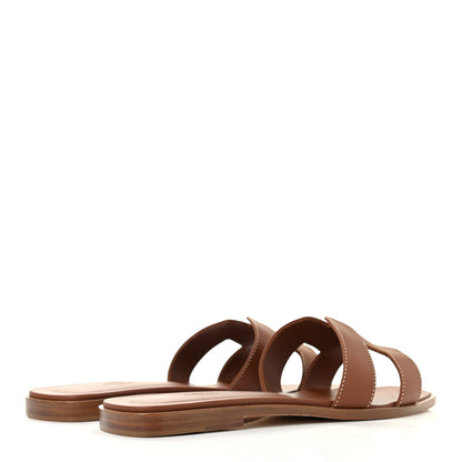 Hermes Box Calfskin Oran Sandals 40.5 Gold 4 of 8