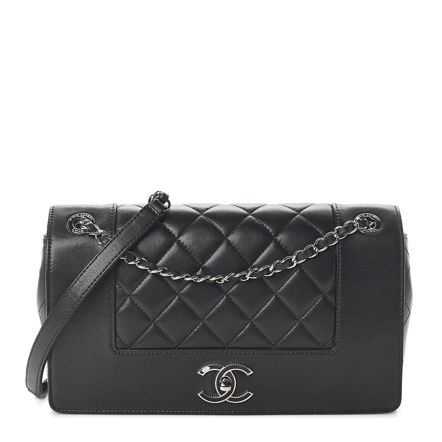 Chanel Sheepskin Quilted Vintage Mademoiselle Flap Black 1 of 9