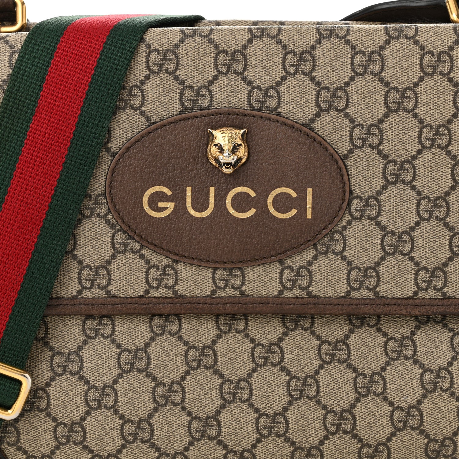 Gucci GG Supreme Monogram Web Neo Vintage Double Flap Messenger Bag Beige New Acero 8 of 10