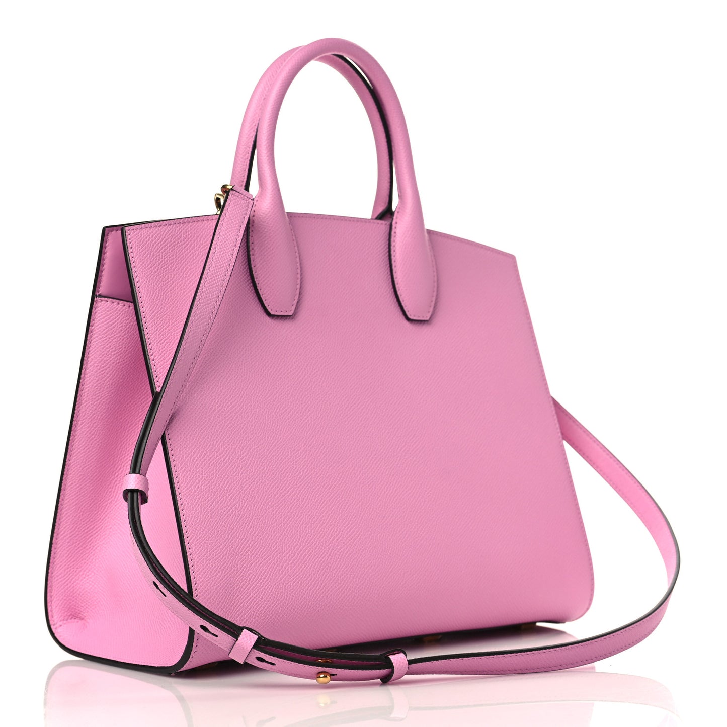 Hammered Calfskin Medium The Studio Box Bag Flamingo
