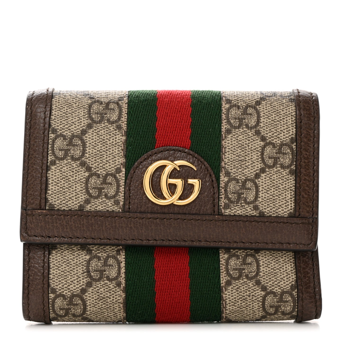 GG Supreme Monogram Web Ophidia Compact Wallet Beige New Acero