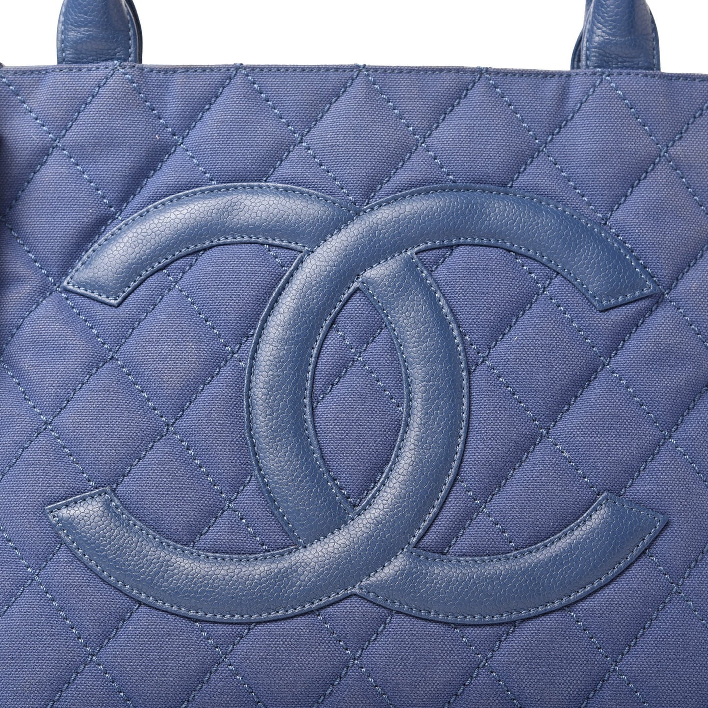 Canvas Caviar Tassel Tote Blue