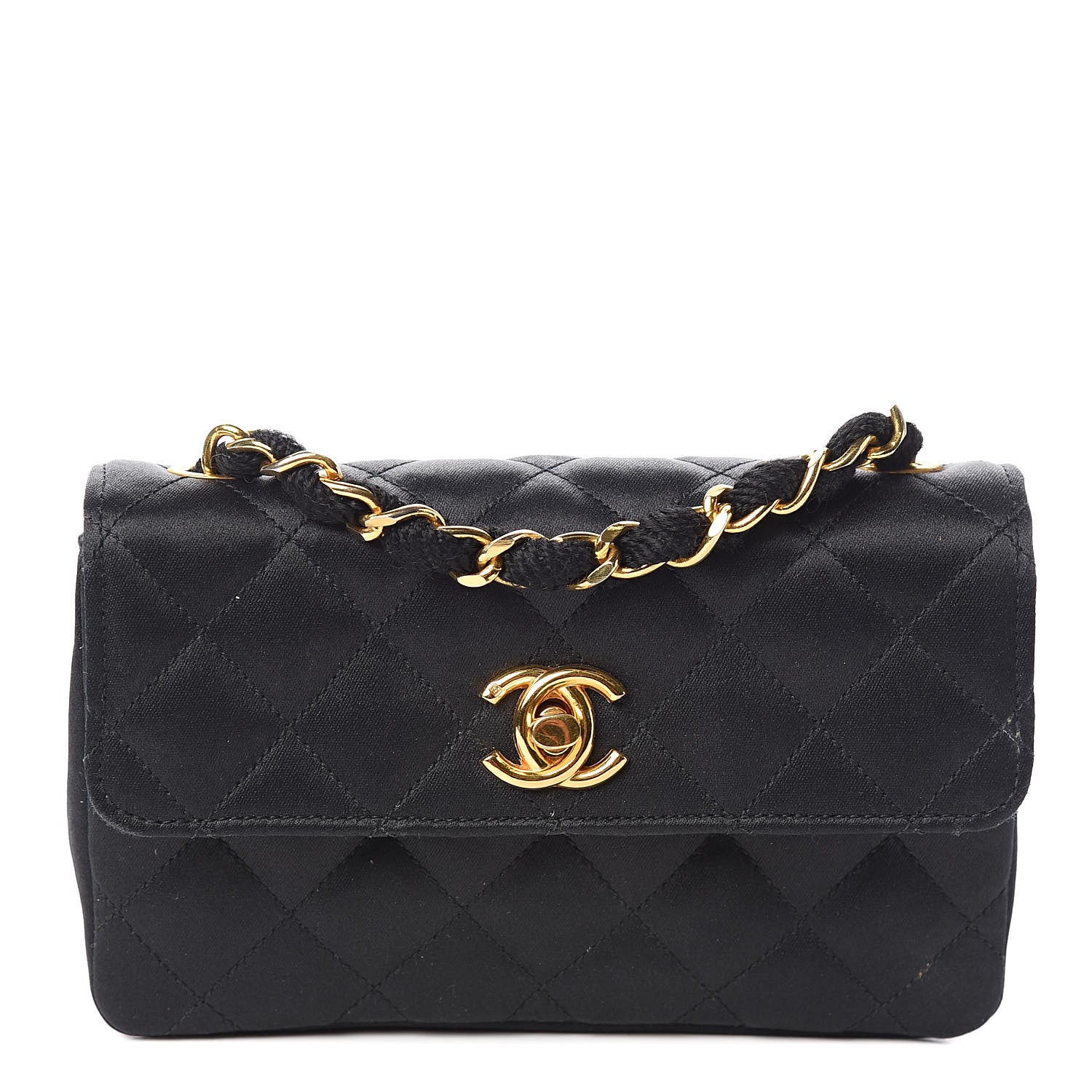 Chanel Satin Quilted Micro Mini Flap Black 1 of 12