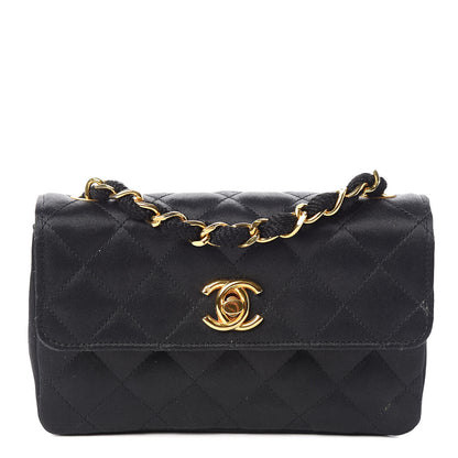 Chanel Satin Quilted Micro Mini Flap Black 1 of 12