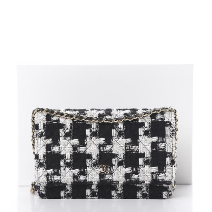 Chanel Tweed Quilted Wallet On Chain WOC Black Ecru White 12 of 12