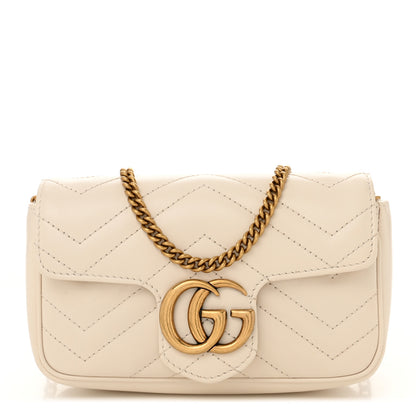 Gucci Calfskin Matelasse Super Mini GG Marmont Shoulder Bag White 1 of 10