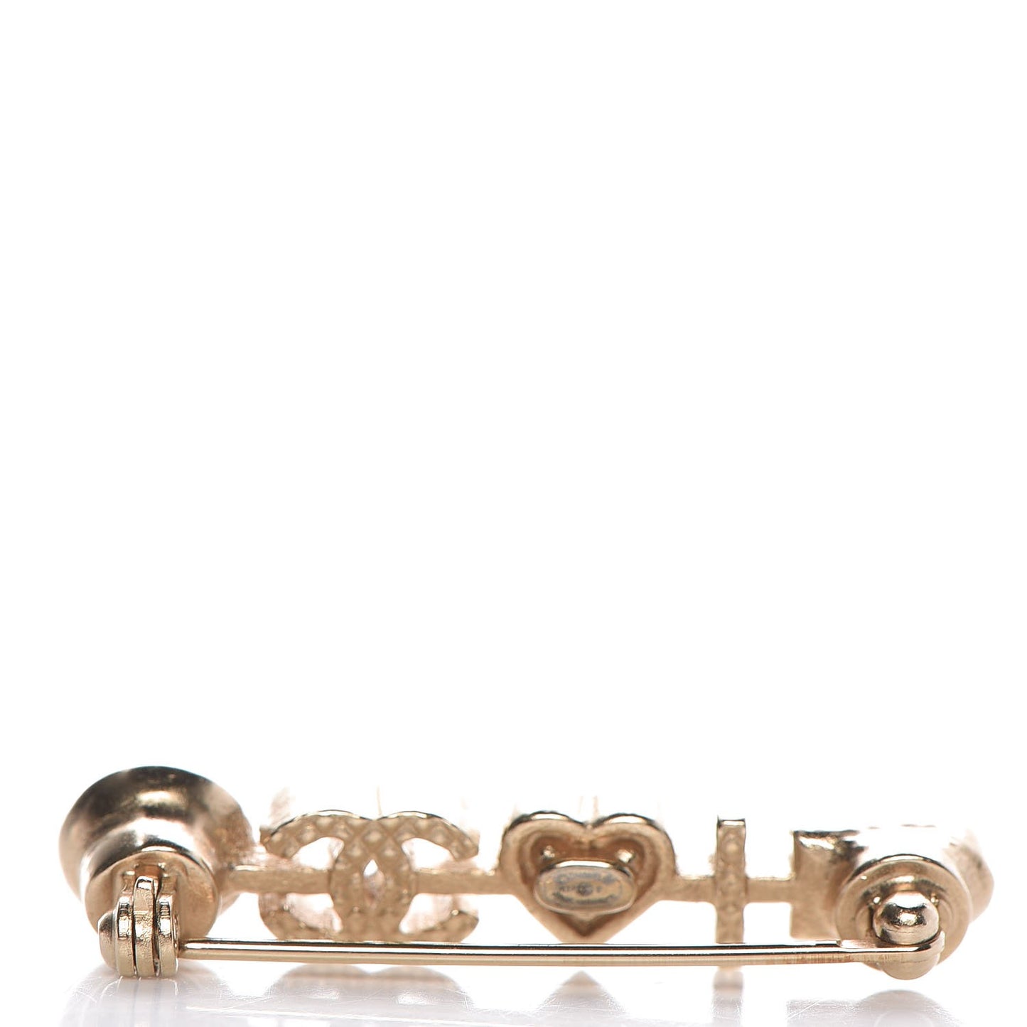 Enamel Pearl I Heart CC Brooch Gold