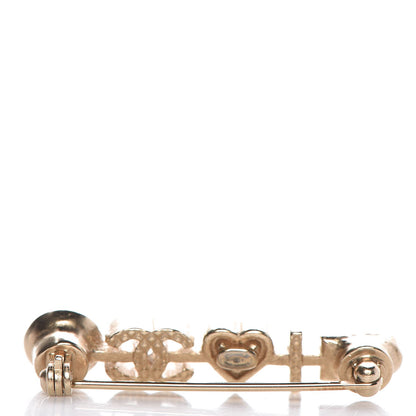 Chanel Enamel Pearl I Heart CC Brooch Gold 3 of 5
