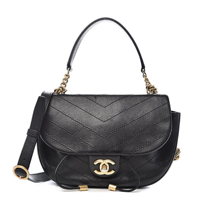 Chanel Calfskin Chevron Stitched Flap Black 1 of 11