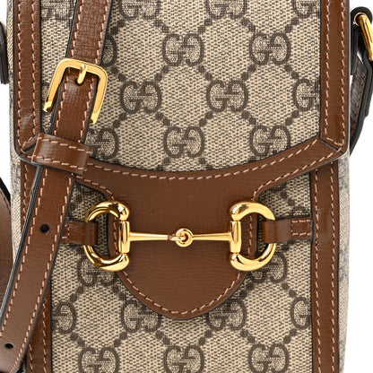 Gucci GG Supreme Monogram Mini Horsebit 1955 Crossbody Bag Beige Brown Sugar 8 of 12