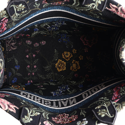 Christian Dior Canvas Embroidered Medium Petites Fleurs Book Tote Black Multicolor 5 of 10