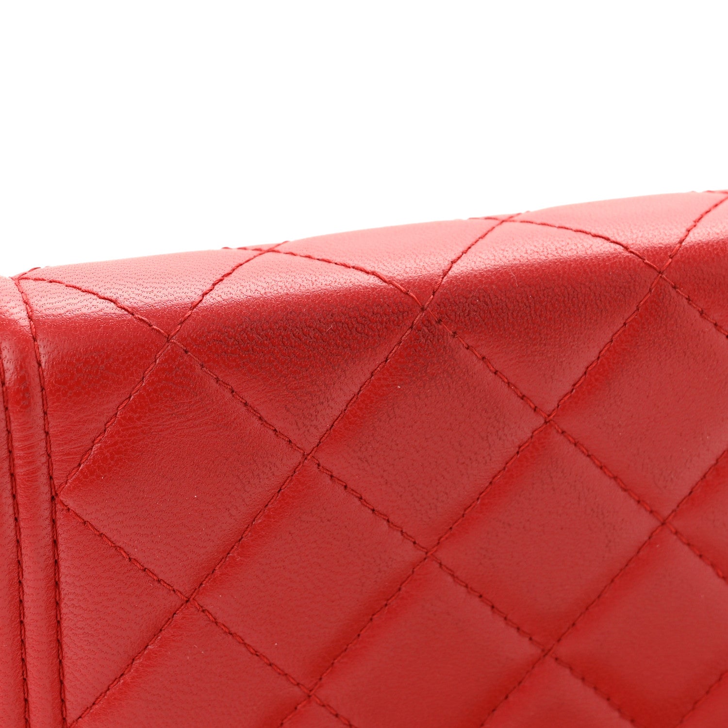 Chanel Lambskin Quilted Boy Wallet On Chain WOC Red 12 of 12