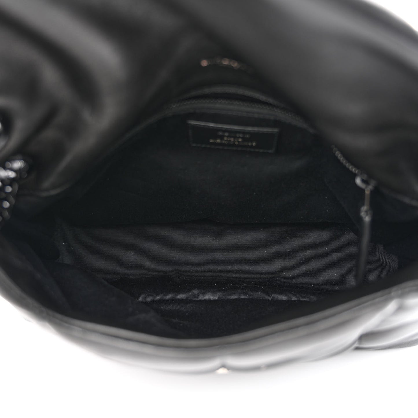 Lambskin Quilted Monogram Monochrome Small Loulou Puffer Chain Satchel Black