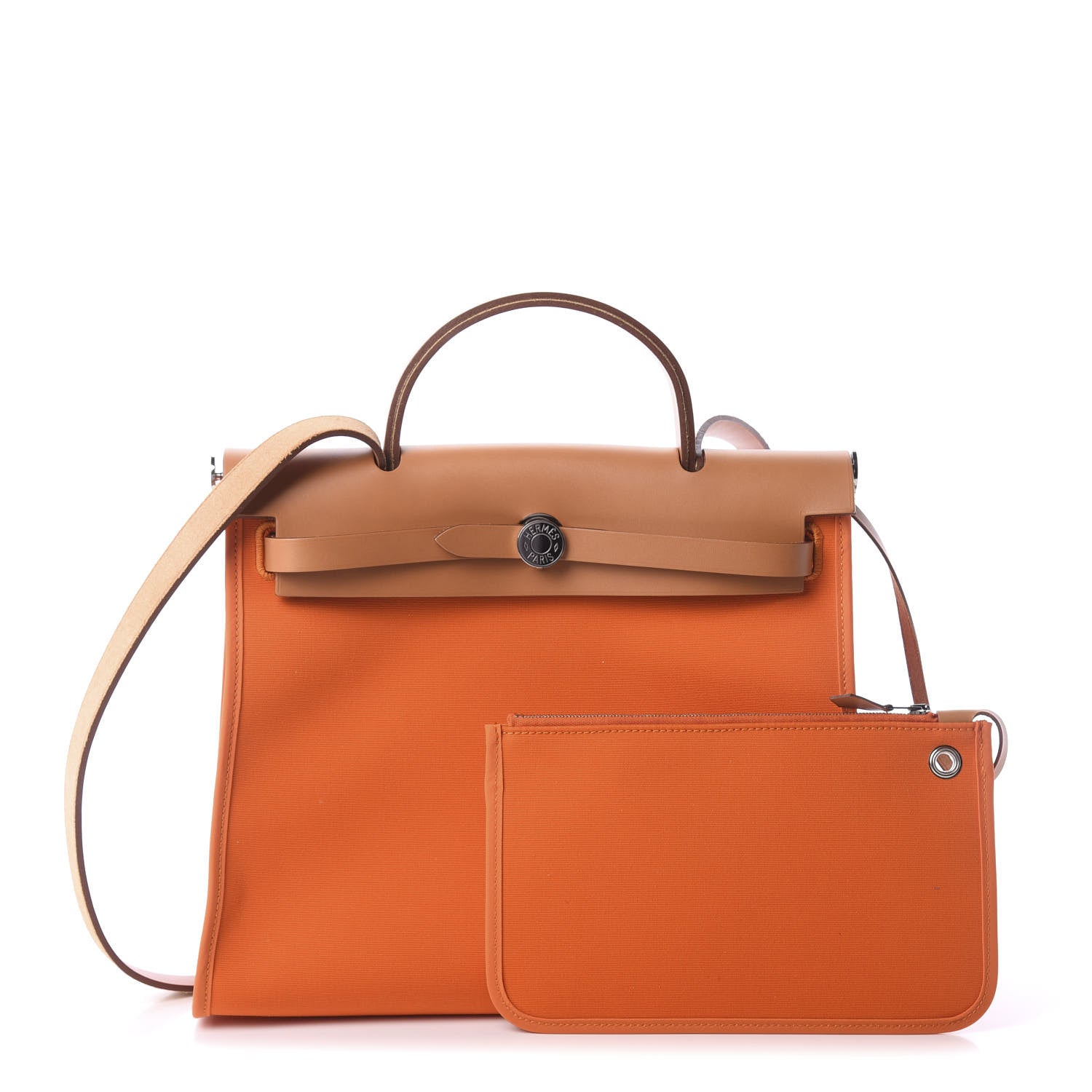 Hermes Vache Hunter Toile Herbag Zip 31 PM Orange 1 of 9