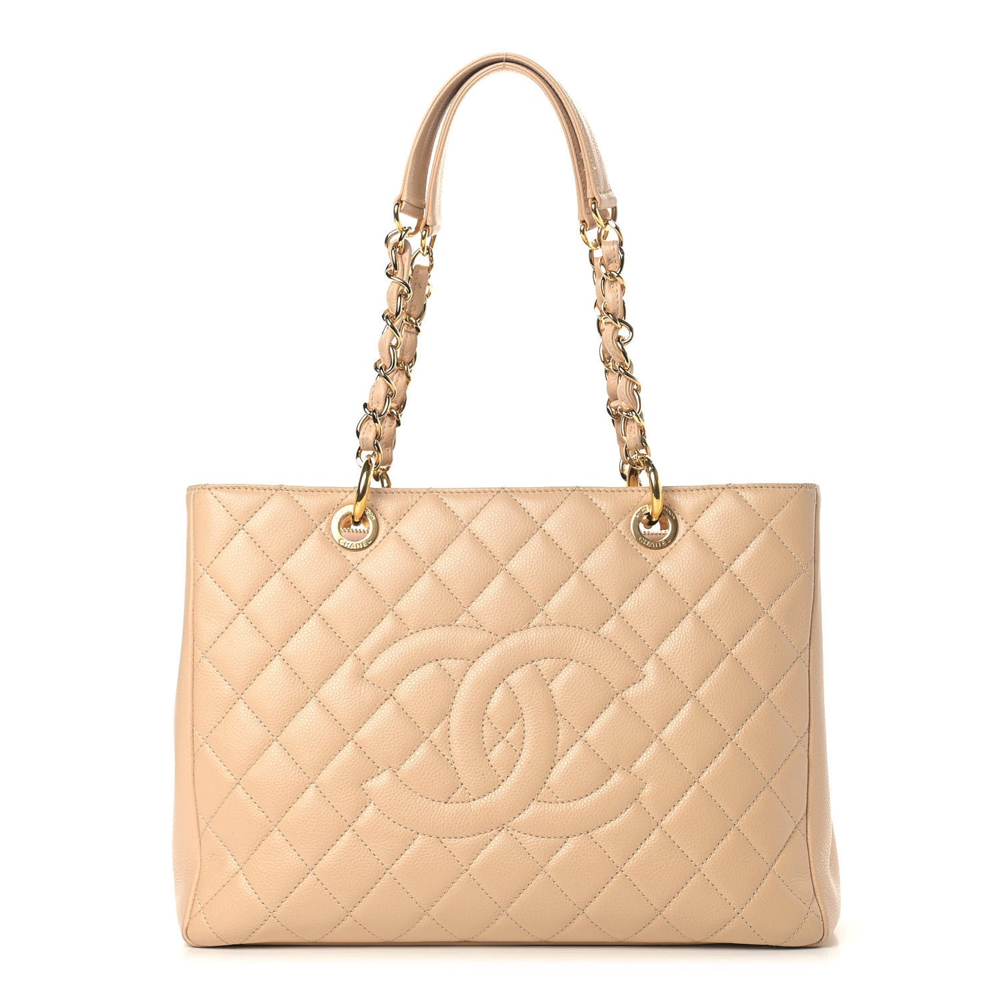 Caviar Quilted Grand Shopping Tote GST Beige