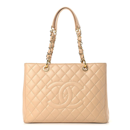 Chanel Caviar Quilted Grand Shopping Tote GST Beige 1 of 14