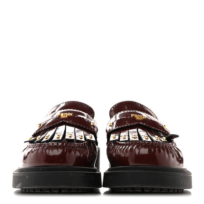 Fendi Vitello Filo Fringe Loafers 37 Red 3 of 12