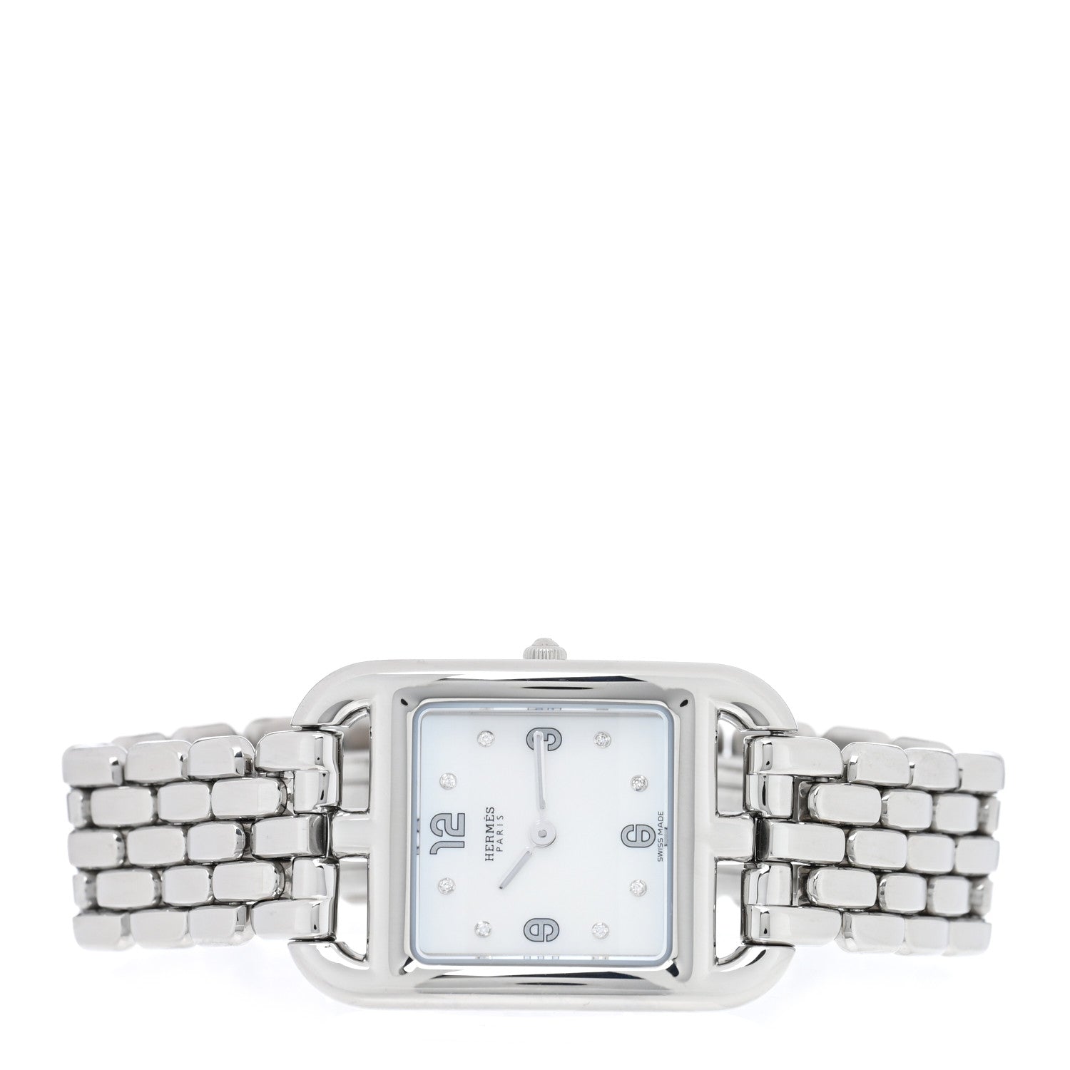 Hermes Stainless Steel Diamond Mother of Pearl 23mm Cape Cod Quartz Watch 2 of 5