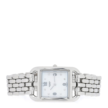 Hermes Stainless Steel Diamond Mother of Pearl 23mm Cape Cod Quartz Watch 2 of 5