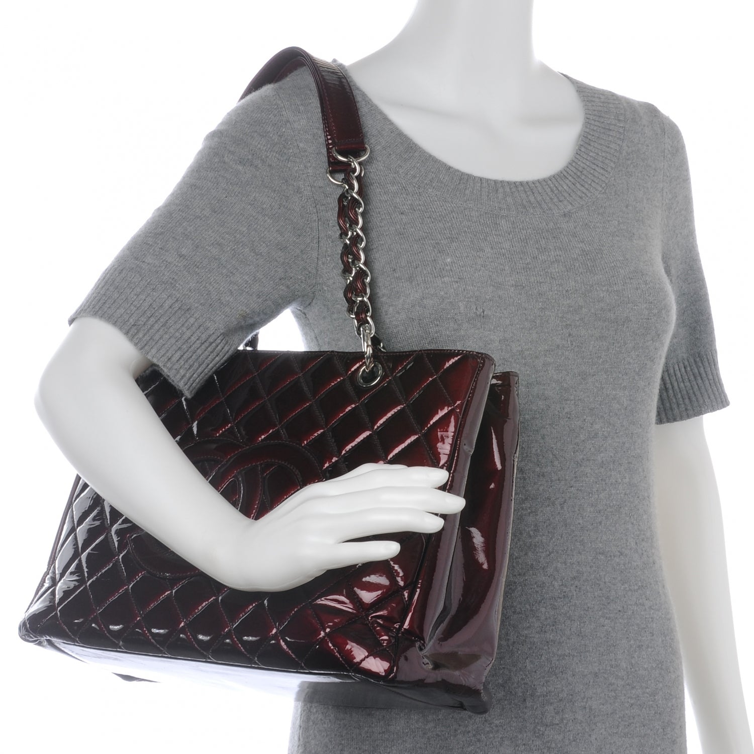 Chanel Patent Grand Shopping Tote GST Bordeaux 2 of 7