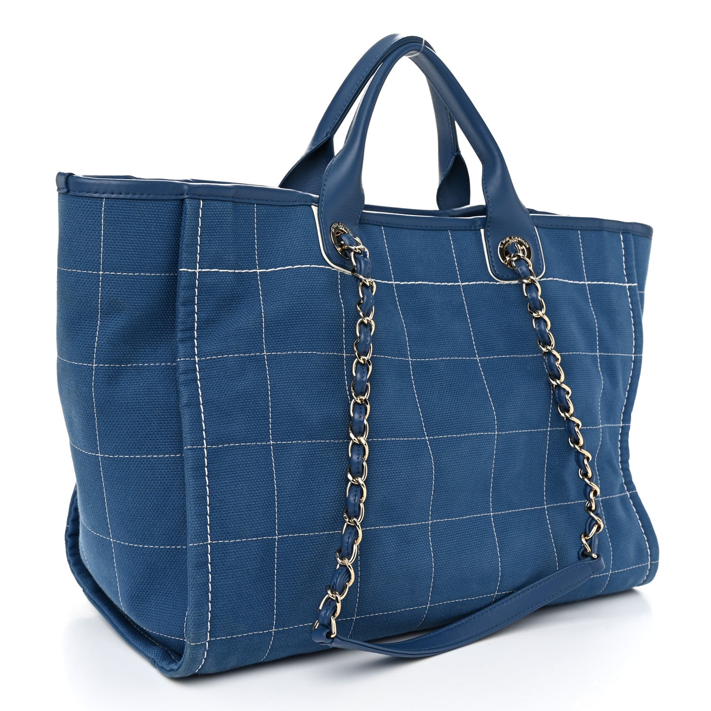 Cotton Medium Deauville Tote Blue White