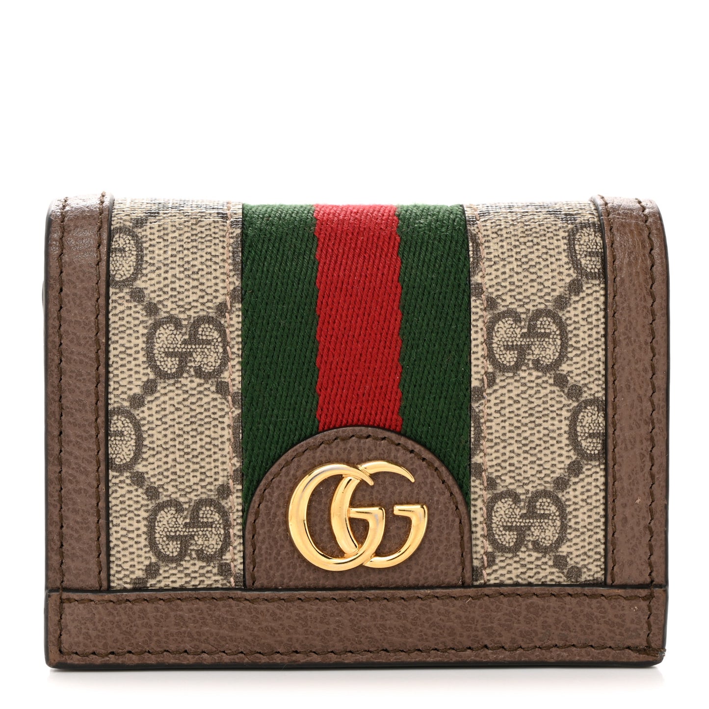 GG Supreme Monogram Web Ophidia Card Case Beige New Acero