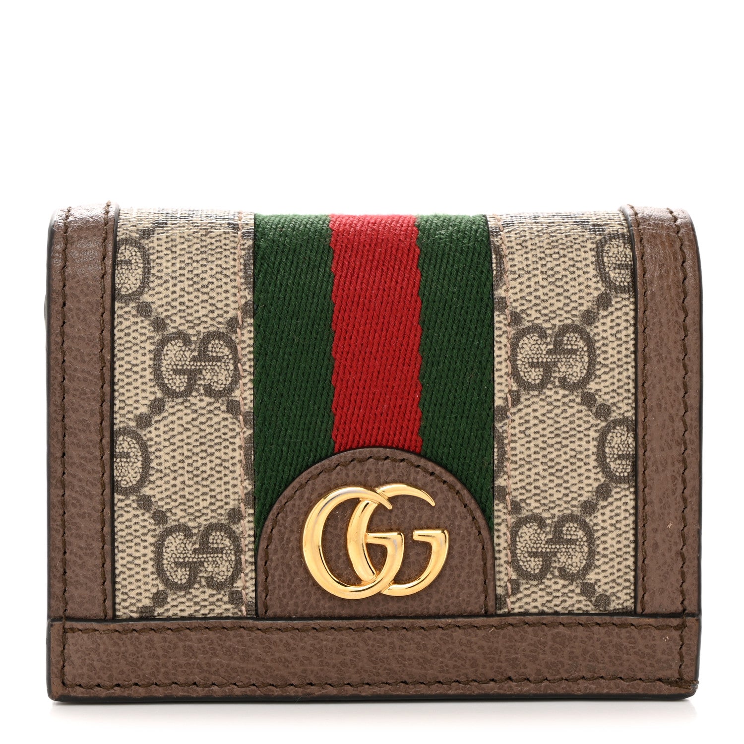 Gucci GG Supreme Monogram Web Ophidia Card Case Beige New Acero 1 of 8
