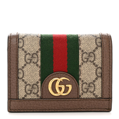 Gucci GG Supreme Monogram Web Ophidia Card Case Beige New Acero 1 of 8