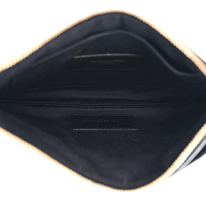 Saint Laurent Grain De Poudre Chevron Monogram Bill Pouch Black 5 of 7