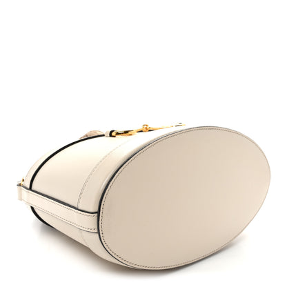 Gucci Monogram Textured Calfskin Horsebit 1955 Drawstring Bucket Bag Beige Mystic White 4 of 10