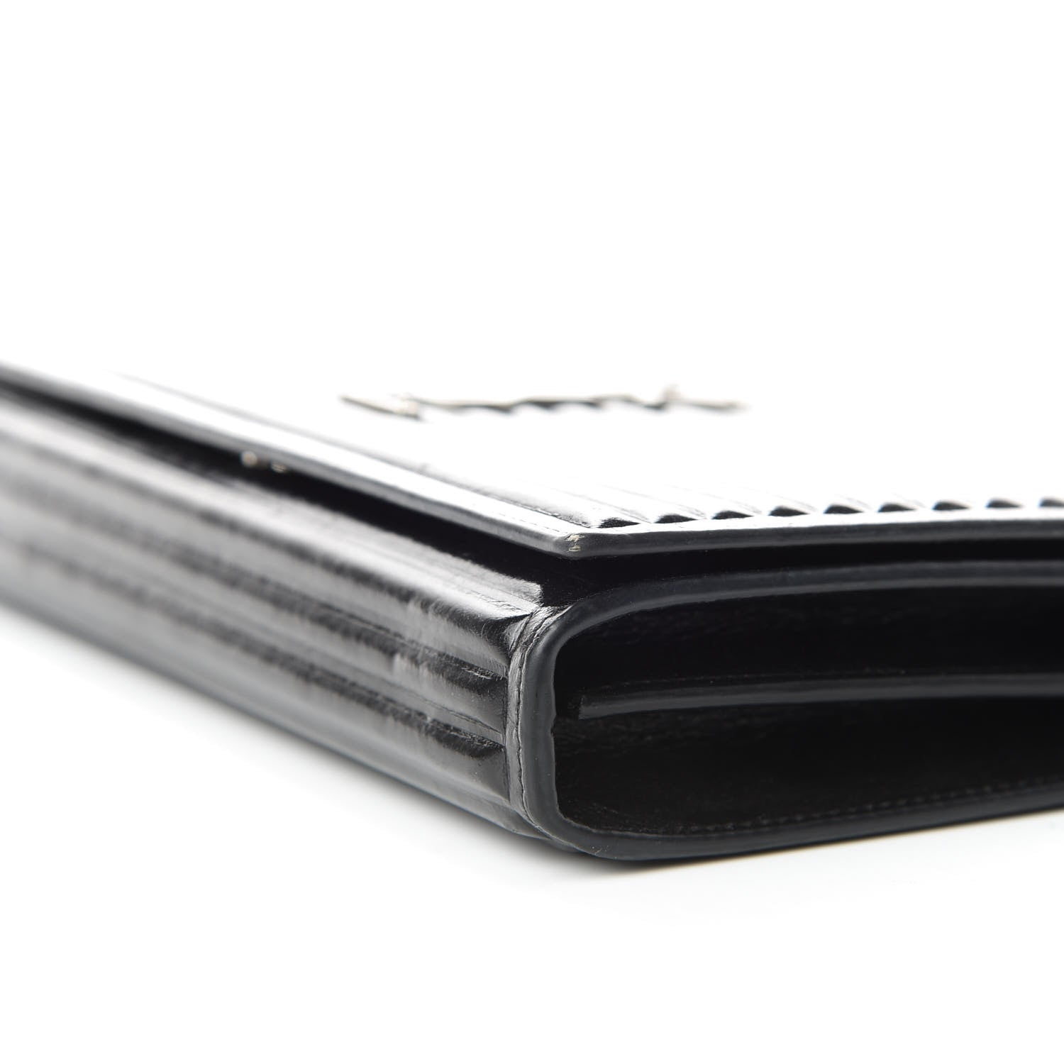 Saint Laurent Ribbed Calfskin Opium Monogram Chain Wallet Black 7 of 9